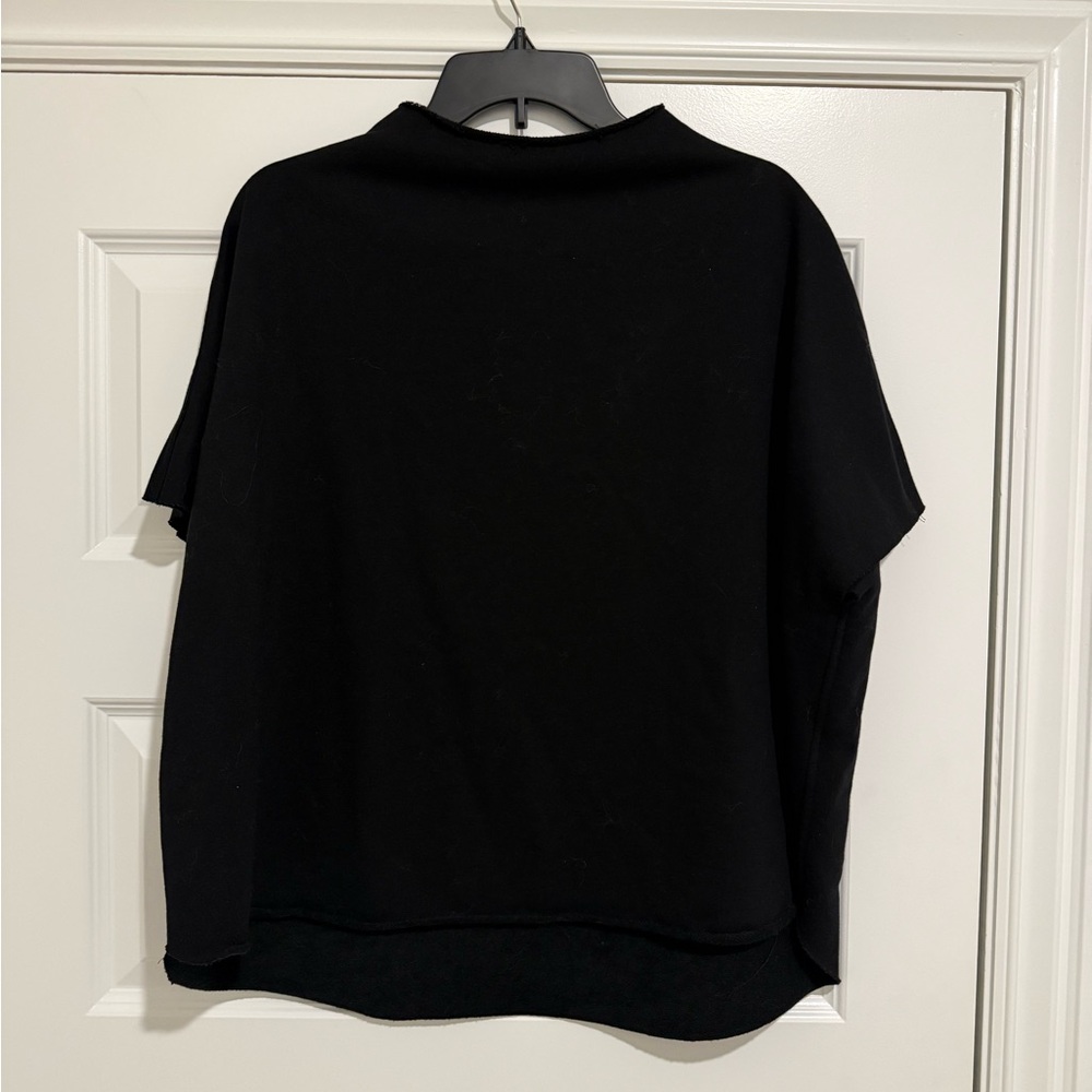 Women's Black Short Sleeve Boxy Sweatshirt